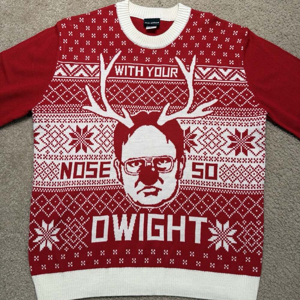 The Office Dwight Schrute Christmas Knit Crewneck Pullover Sweater Mens M